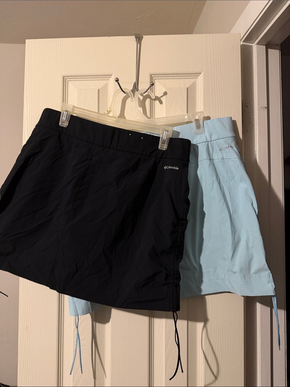 #161 Black and light blue Athletic Skorts with Side Ruching and Built-In Shorts
